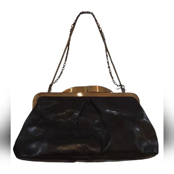 Hobo International VTG Triple Chain Clutch Bag Leather Paisley Kisslock Hayley - Picture 2 of 11